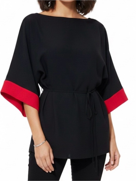 Lauren Ralph Lauren Tops - Lauren Ralph Lauren Black & Red Colorblock Kimono Style 3/4 Sleeve Pull On Top.